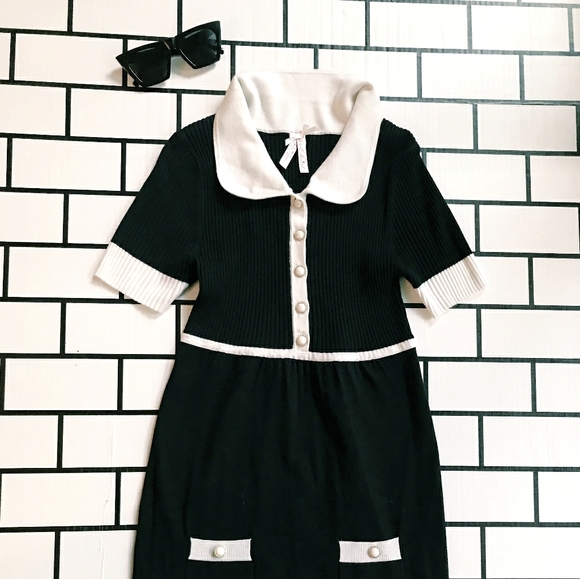 Collared Retro Knit Dress - Picture 1 of 4
